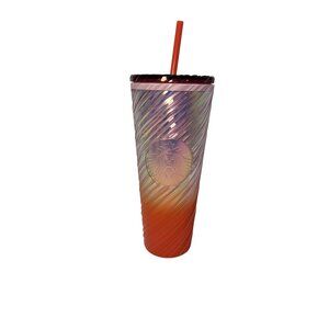 NEW Starbucks Winter 2025 Sunrise Red Orange Pearl Ombre Swirl Tumbler 24 oz.